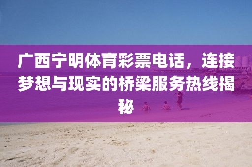 广西宁明体育彩票电话，连接梦想与现实的桥梁服务热线揭秘